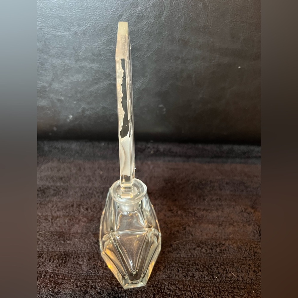 Vintage Czech Glass Perfume Bottle with Engraved Floral Design - Picture 5 of 14